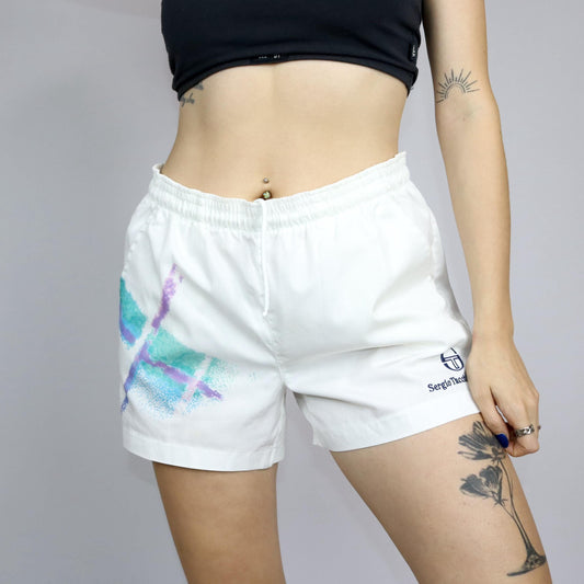 Vintage 80s 90s SERGIO TACCHINI shorts tennis shorts pants short white crazy pattern 50 L
