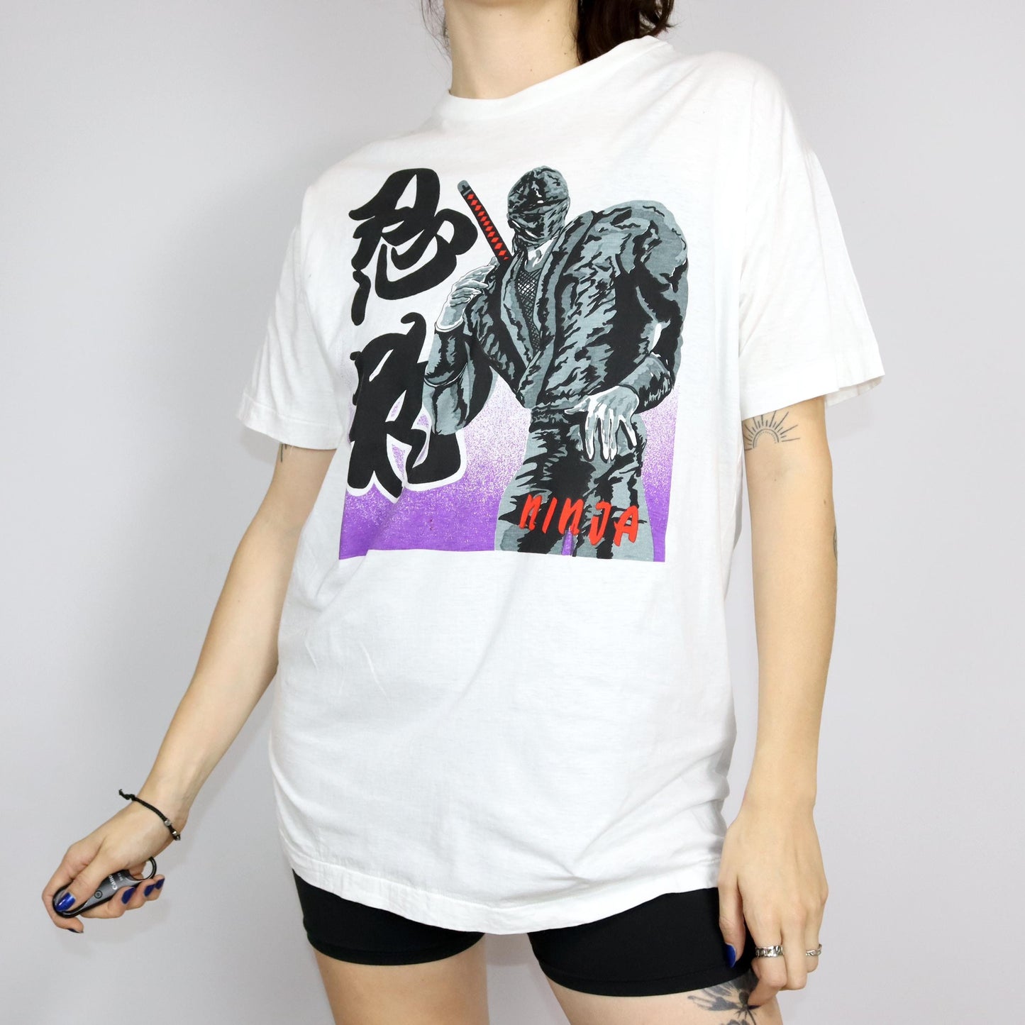 Vintage 80s 90s T-shirt short sleeve print Ninja single stitched L