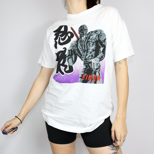 Vintage 80s 90s T-shirt short sleeve print Ninja single stitched L