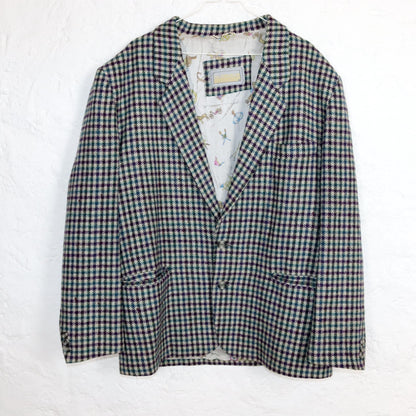 Vintage 80er 90er VIA TORNABUONI Blazer Wollblazer Wolle kariert Schulterpolster XL