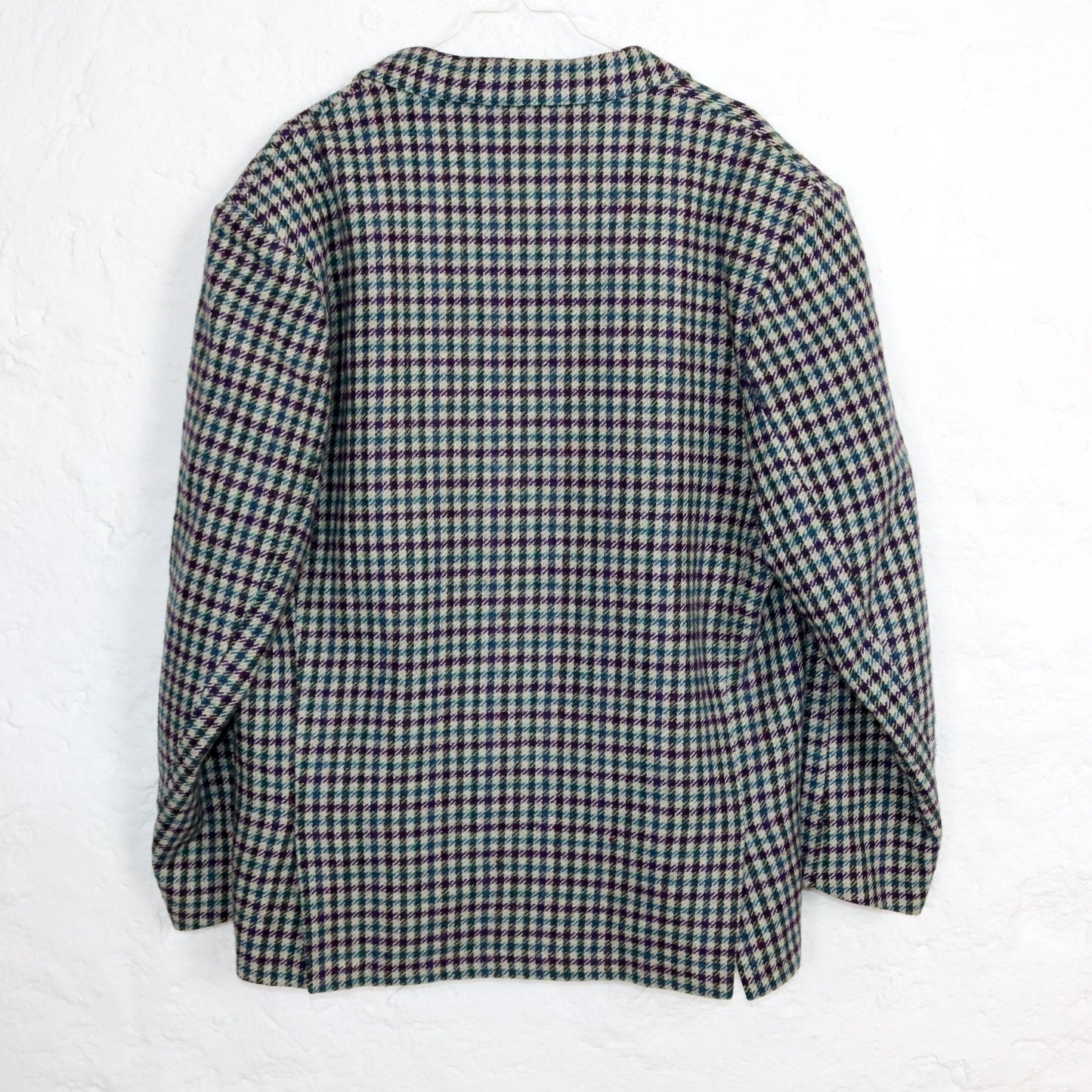 Vintage 80er 90er VIA TORNABUONI Blazer Wollblazer Wolle kariert Schulterpolster XL