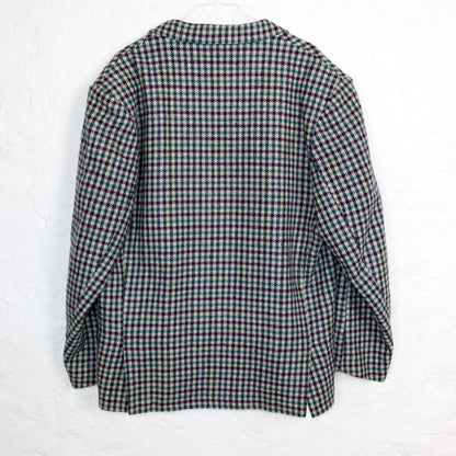 Vintage 80er 90er VIA TORNABUONI Blazer Wollblazer Wolle kariert Schulterpolster XL