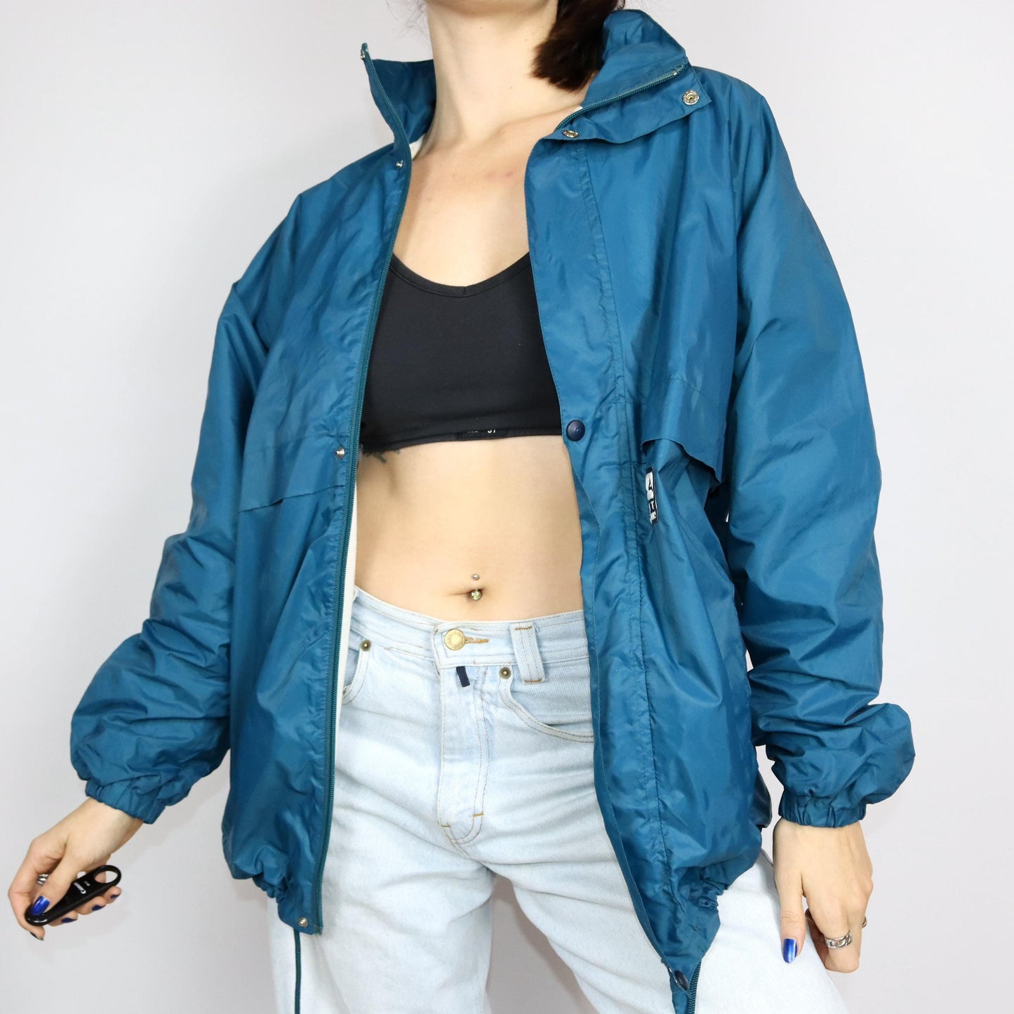 Vintage 80s 90s AQUASPLIT rain jacket jacket thin waterproof blue double layer M