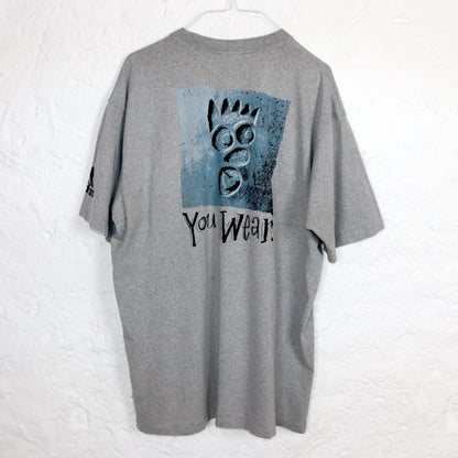 Vintage 80s 90s ADIDAS T-Shirt short sleeve grey print XL