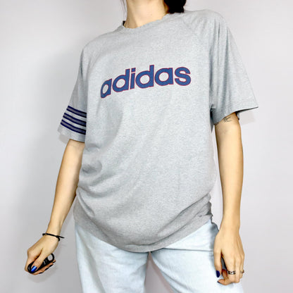Vintage 80s 90s ADIDAS T-Shirt short sleeve grey print M