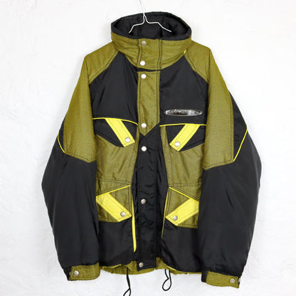 Vintage 80er 90er MC.ROSS Skijacke Winterjacke gefüttert schwarz gelb Stehkragen 48 L