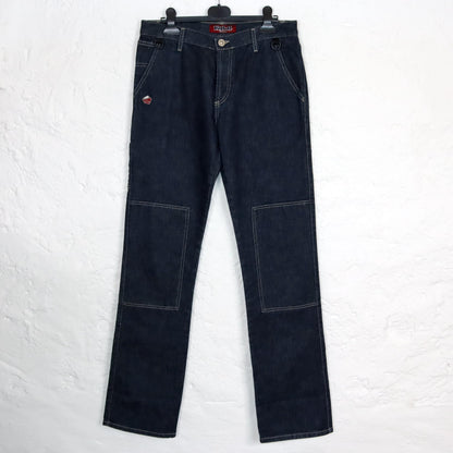 Vintage 80s 90s Y2k KILLAH jeans trousers straight leg dark blue low waist hipsters Deadstock W31