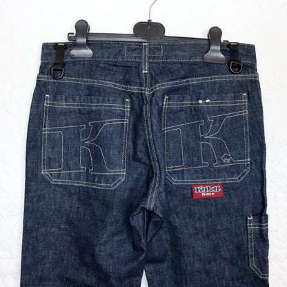 Vintage 80s 90s Y2k KILLAH jeans trousers straight leg dark blue low waist hipsters Deadstock W31