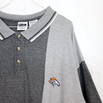 Vintage 80s 90s DENVER BRONCOS 1999 NLFP Polo Shirt T-Shirt short sleeve grey L