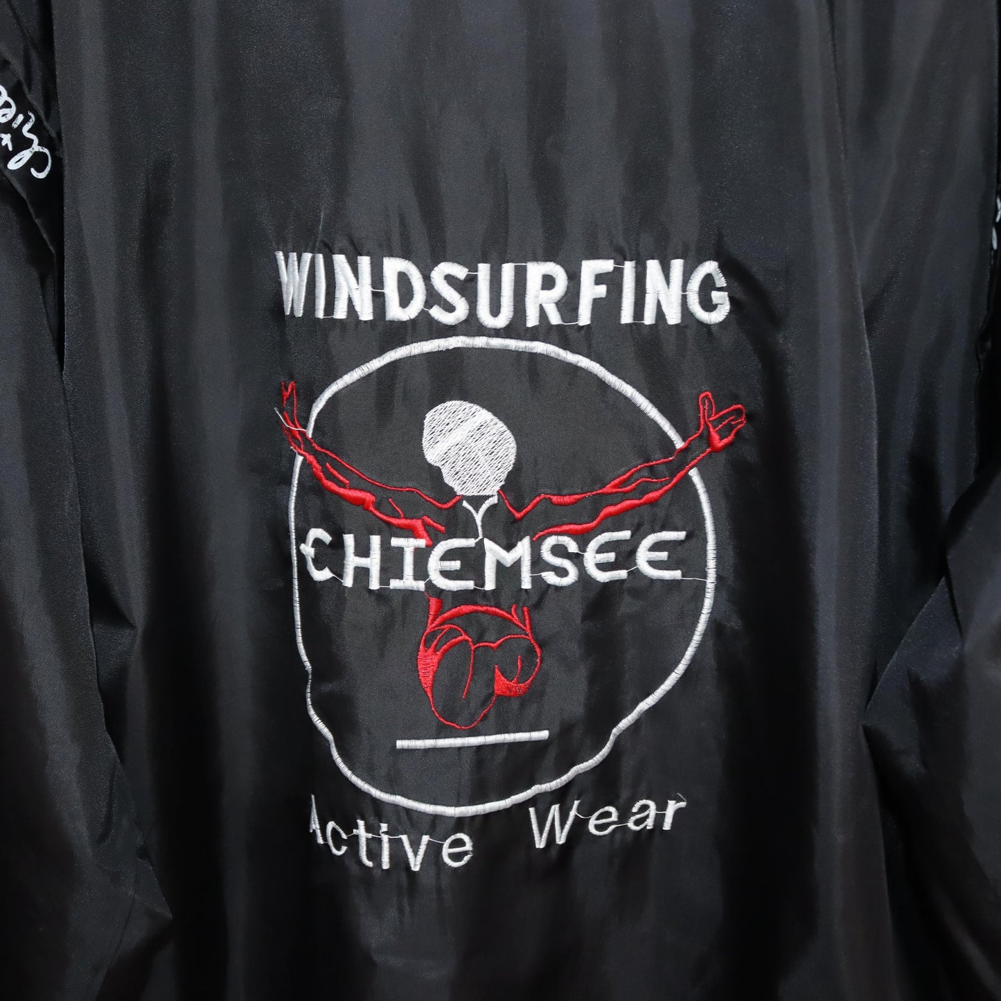 Vintage 80s 90s CHIEMSEE rain jacket vest windbreaker black with hood XXL