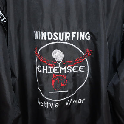 Vintage 80s 90s CHIEMSEE rain jacket vest windbreaker black with hood XXL