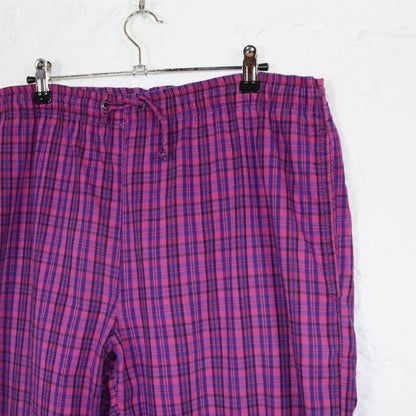 Vintage 80s 90s BAILO pants baggy pants checked tracksuit pants lounge pants pink dark blue XL