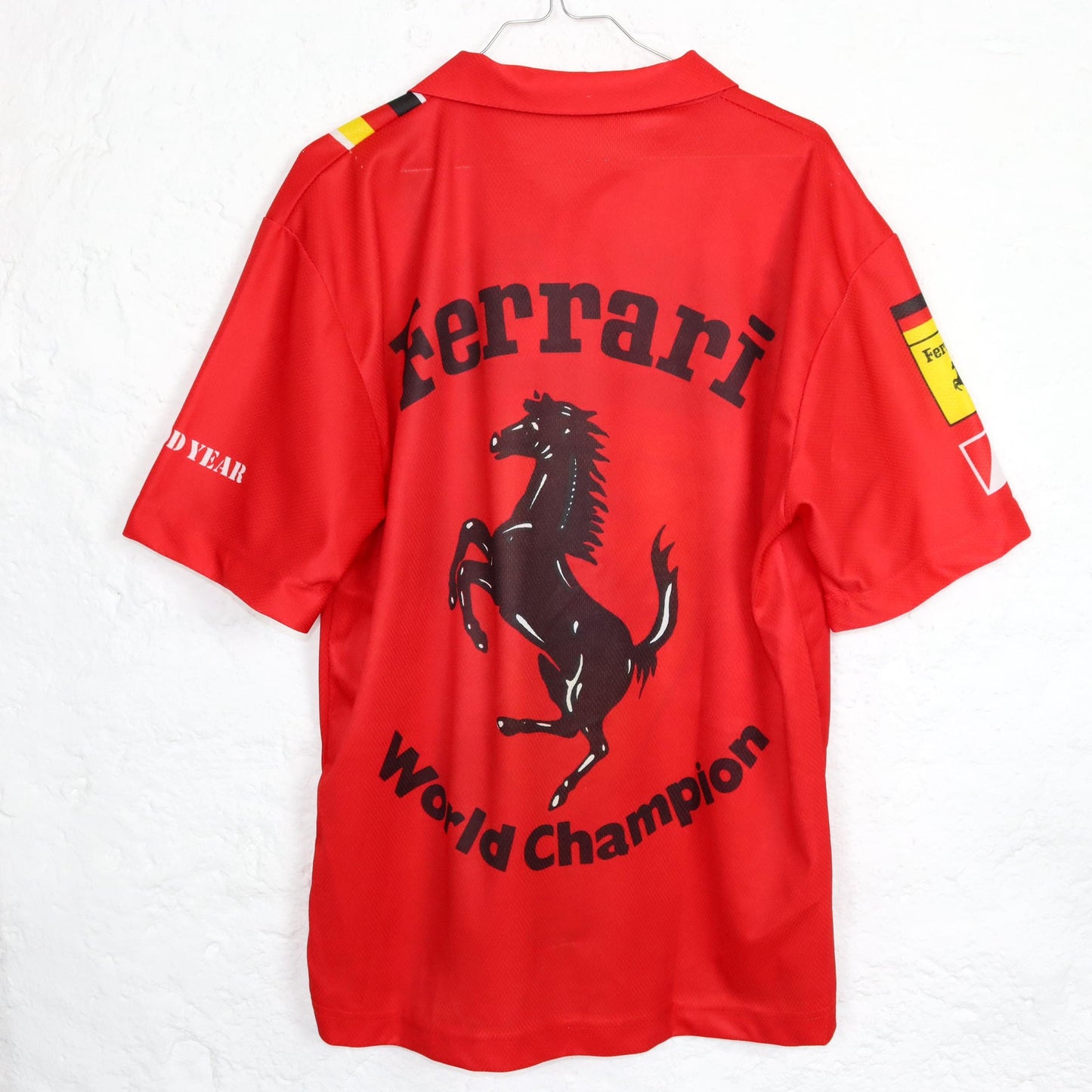 Vintage 80er 90er FERRARI Trikot T-Shirt kurzarm rot Polokragen L