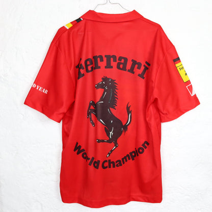 Vintage 80er 90er FERRARI Trikot T-Shirt kurzarm rot Polokragen L
