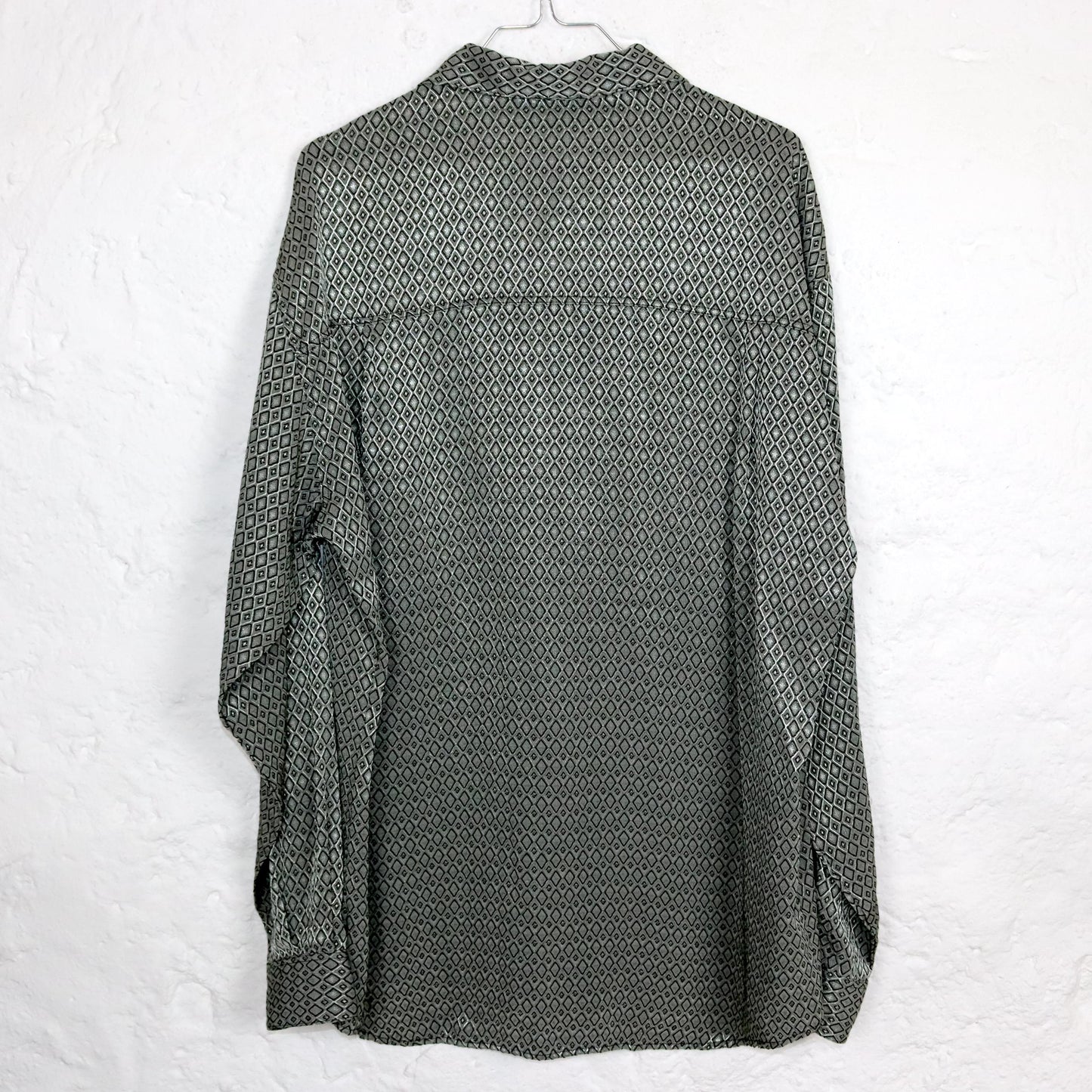 Vintage 80s 90s GUAPO shirt long sleeve silver patterned shiny XXL