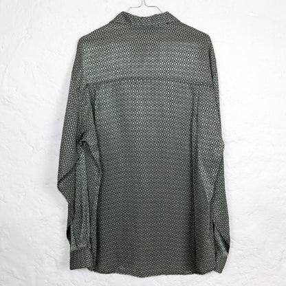 Vintage 80s 90s GUAPO shirt long sleeve silver patterned shiny XXL