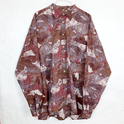 Vintage 80s 90s ANGELO LEGICO shirt long sleeve crazy pattern patterned XL
