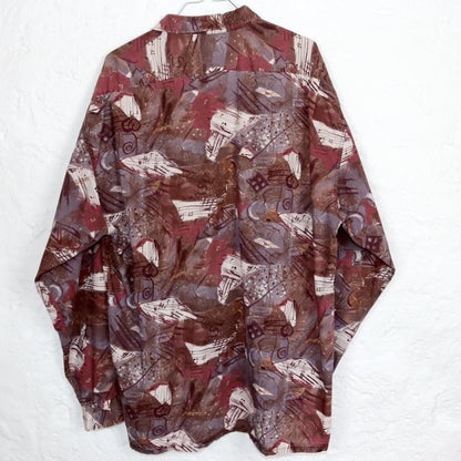 Vintage 80s 90s ANGELO LEGICO shirt long sleeve crazy pattern patterned XL