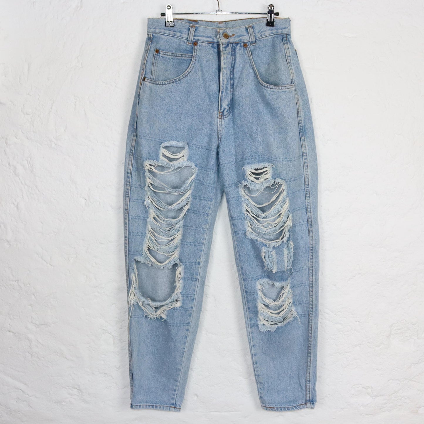 Vintage 80er 90er BLUE LOOK Jeans wasted look Löcher highwaist hellblau 38