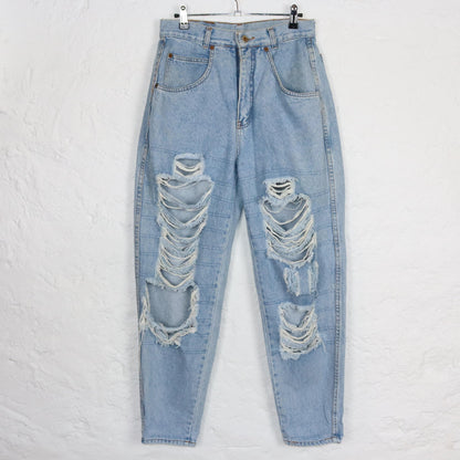 Vintage 80er 90er BLUE LOOK Jeans wasted look Löcher highwaist hellblau 38