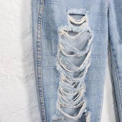 Vintage 80er 90er BLUE LOOK Jeans wasted look Löcher highwaist hellblau 38