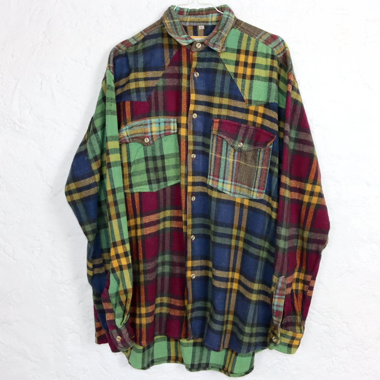 Vintage 80er 90er TAKE IT EASY Flanellhemd Hemd langarm bunt kariert L