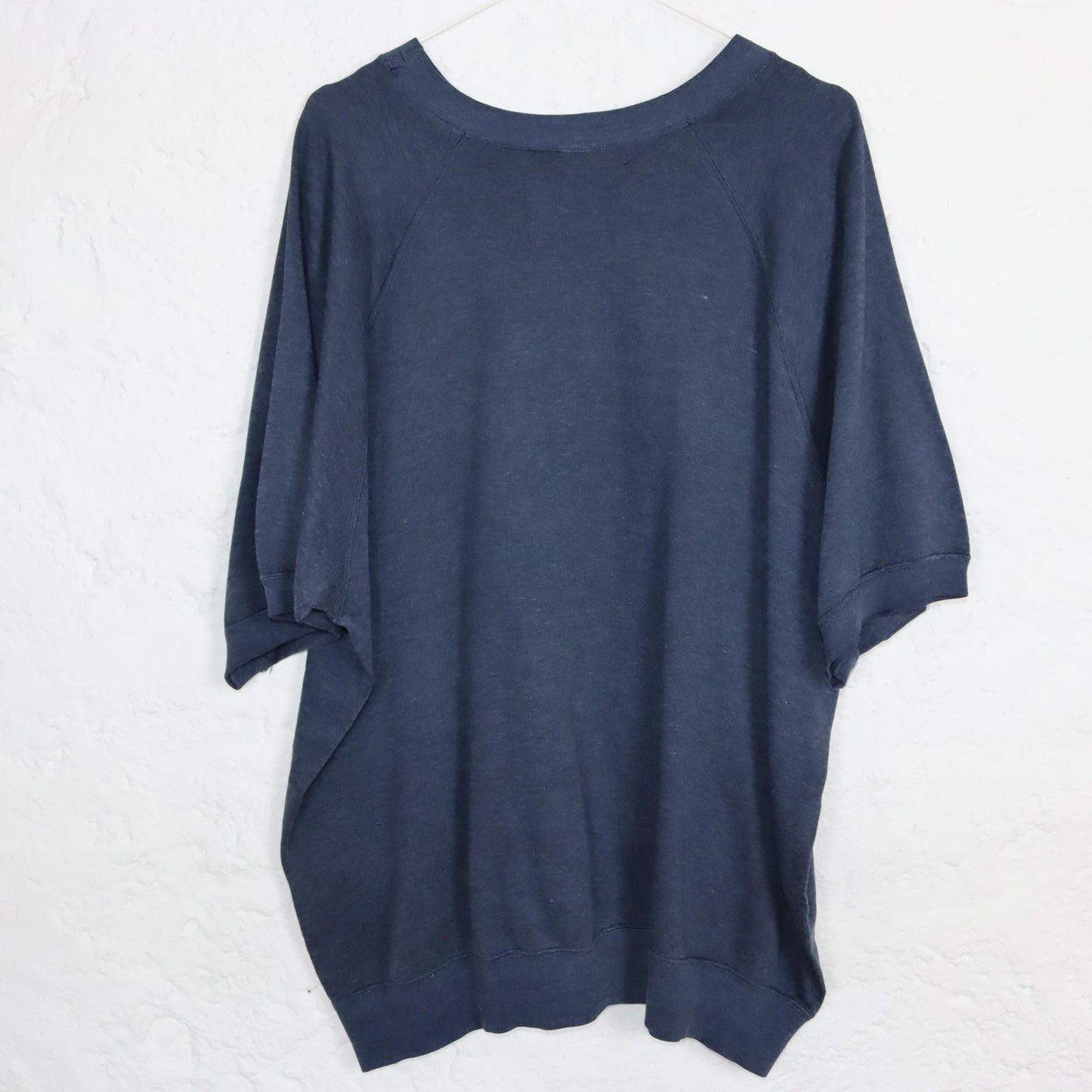 Vintage 80er 90er CHAMPION Sweatshirt kurzarm Shirt dunkelblau meliert XL