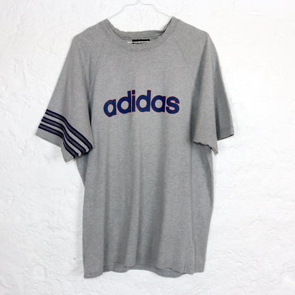 Vintage 80s 90s ADIDAS T-Shirt short sleeve grey print M