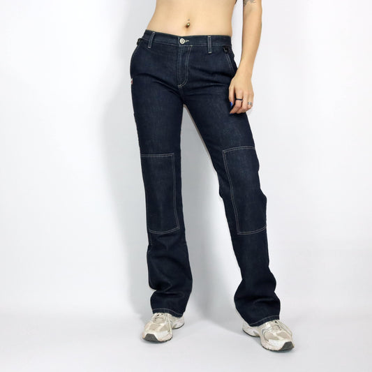 Vintage 80s 90s Y2k KILLAH jeans trousers straight leg dark blue low waist hipsters Deadstock W31