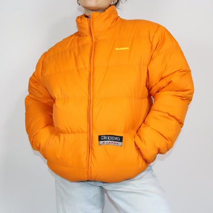 Vintage 80s 90s Y2k KAPPA puffer jacket lined winter jacket orange XL