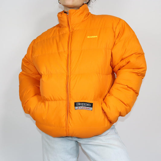 Vintage 80s 90s Y2k KAPPA puffer jacket lined winter jacket orange XL