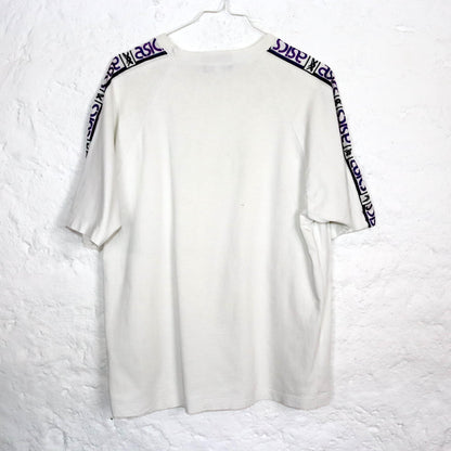 Vintage 80s 90s ASICS T-Shirt short sleeve white purple M/L