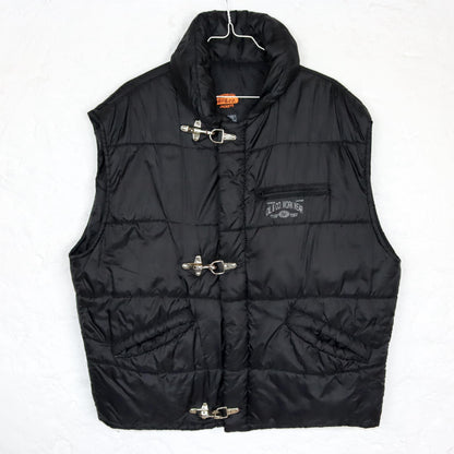 Vintage 80s 90s OIL&amp;CO puffer vest black stand-up collar lined M