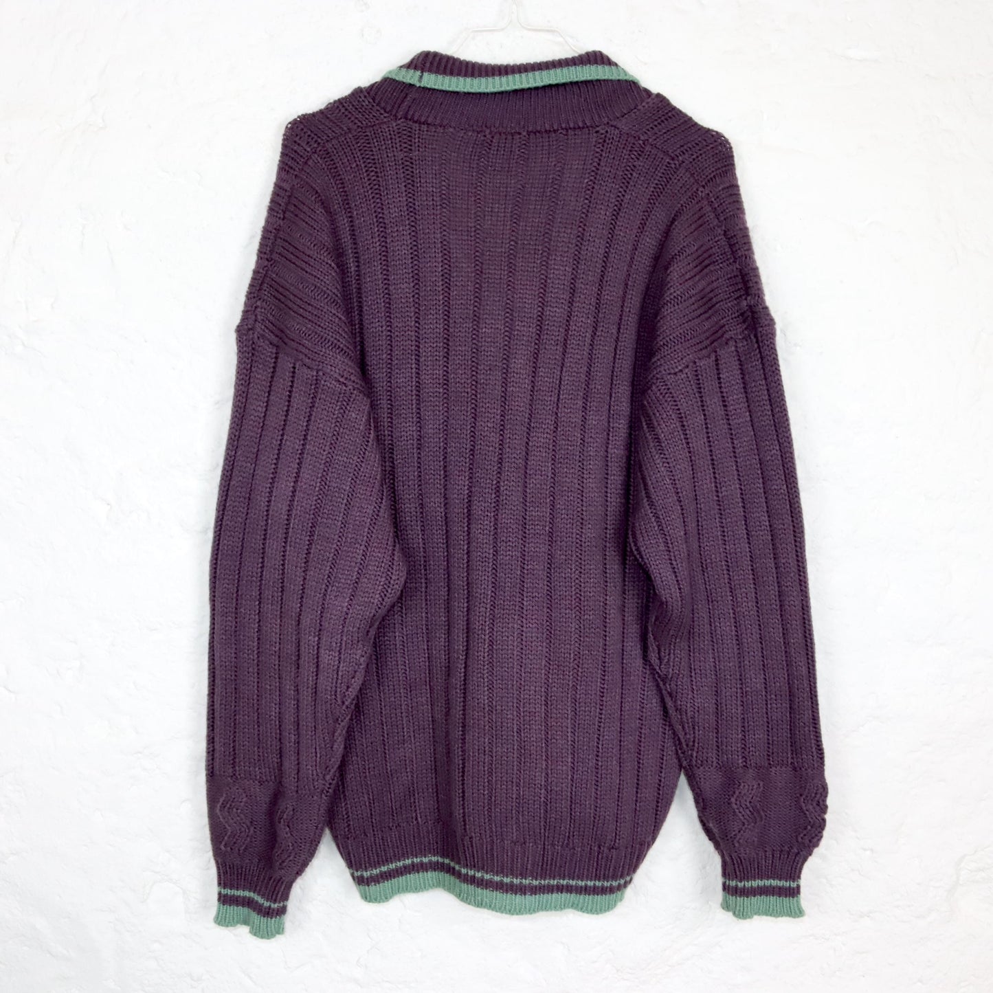 Vintage 80er 90er Cardigan Strickjacke Knopfleiste lila Flieder türkis 44/46