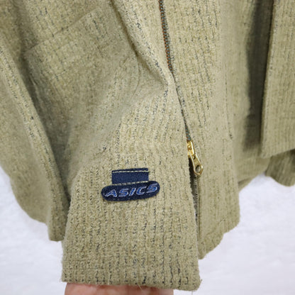 Vintage 80s 90s ASICS jacket thin with hood tracksuit jacket L