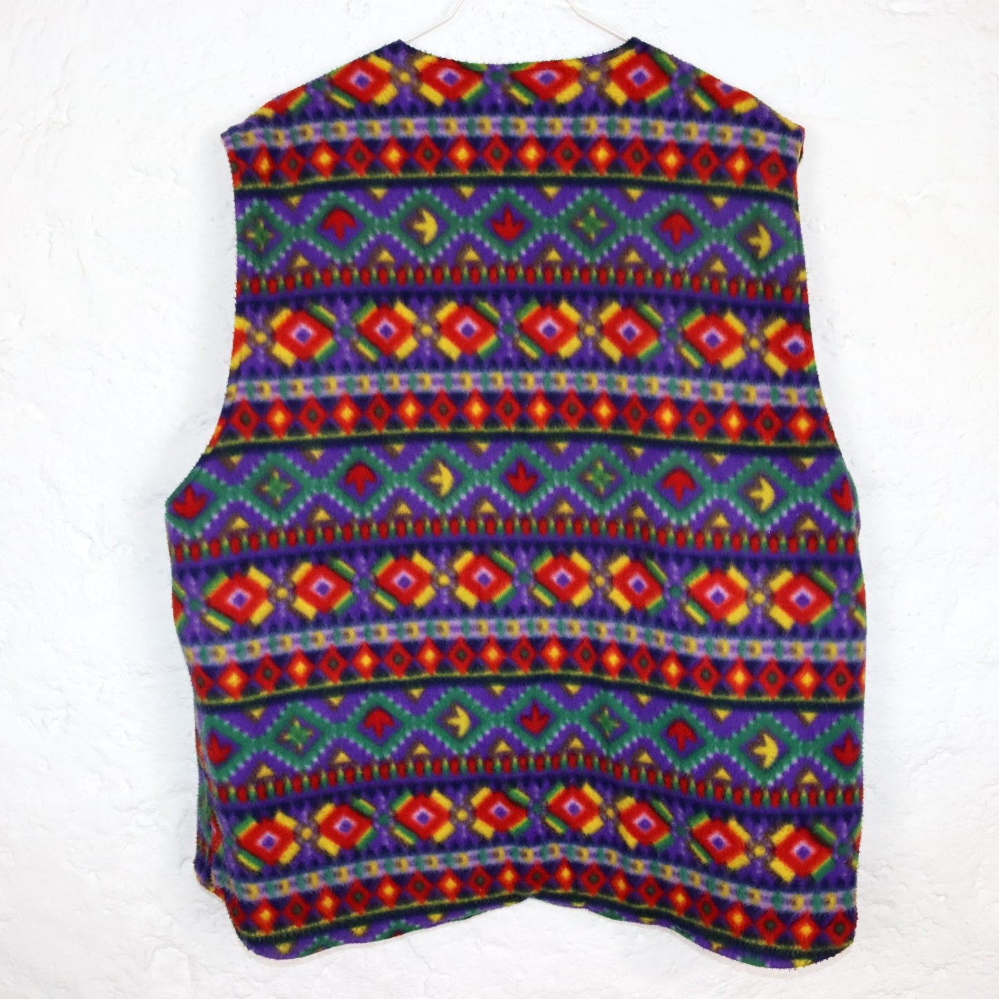 Vintage 80s 90s ROYAL CLUB reversible fleece vest quilted vest colorful red patterned L