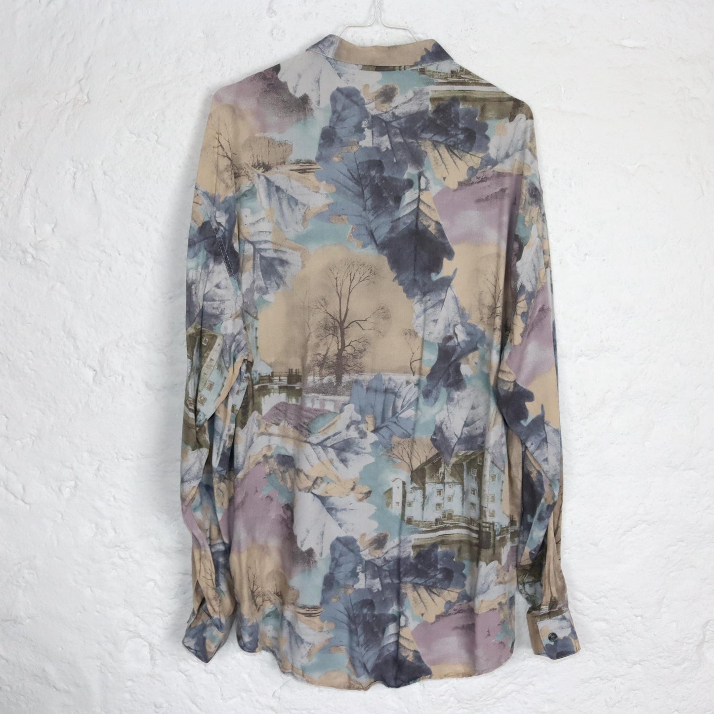 Vintage 80er 90er Hemd langarm crazy pattern pastellfarben L