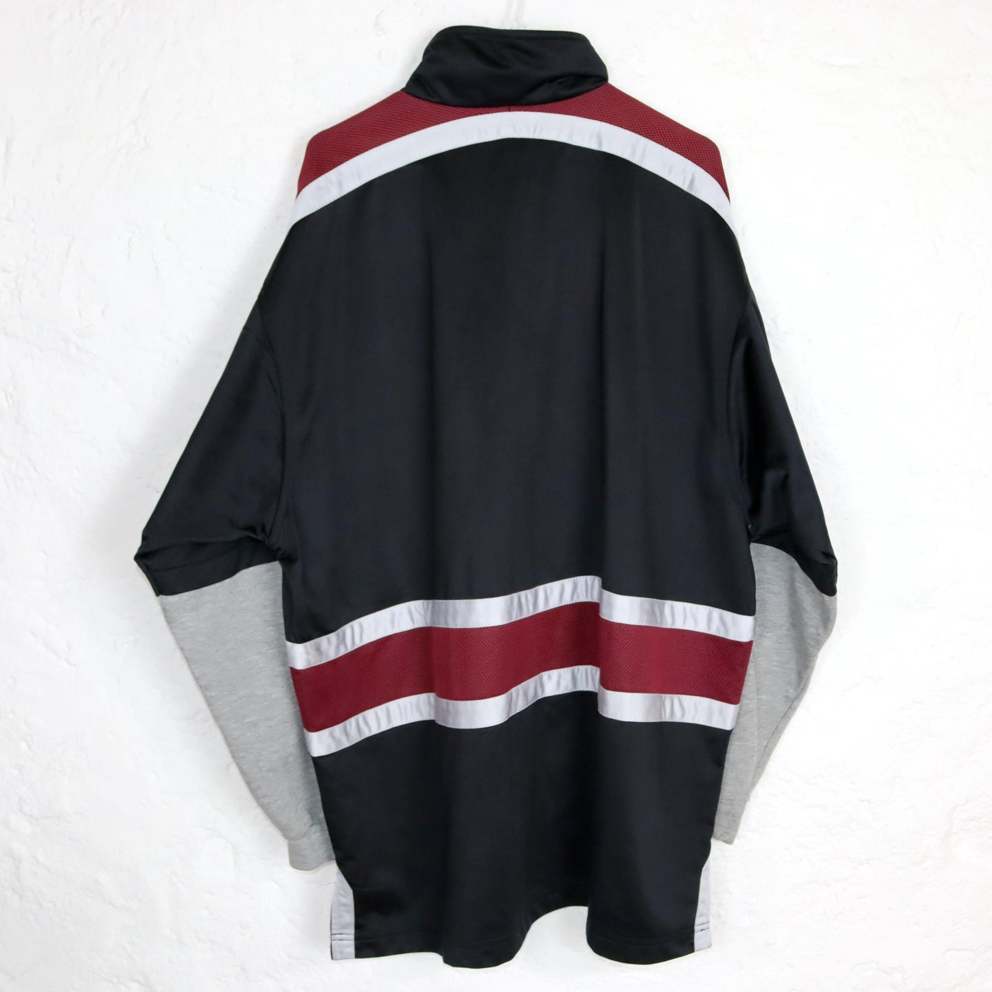 Vintage 80er 90er LOTTO Trainingsjacke Stehkragen schwarz grau rot 56 XXL