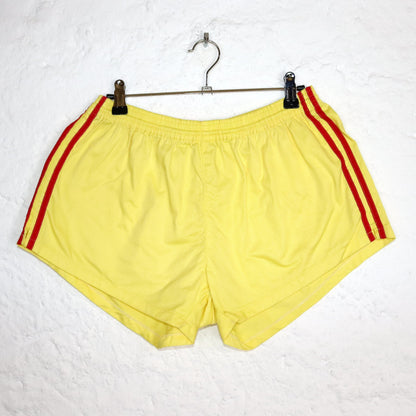 Vintage 80s 90s HERO running shorts yellow red cotton S/M