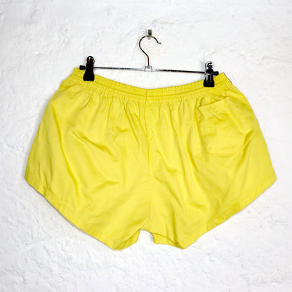 Vintage 80s 90s HERO running shorts yellow red cotton S/M