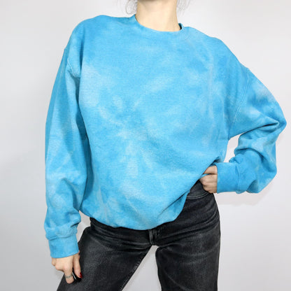 Vintage 80er 90er GILDAN Pullover Batik Sweatshirt blau Selfmade upcycle L