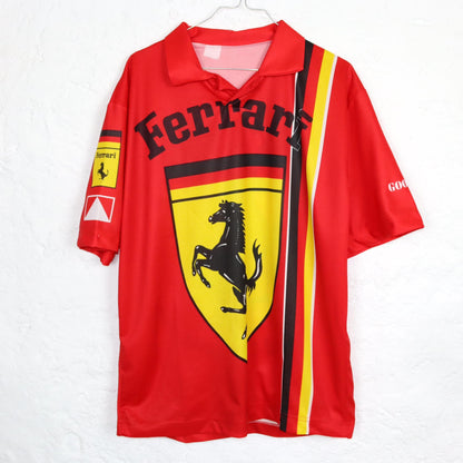 Vintage 80er 90er FERRARI Trikot T-Shirt kurzarm rot Polokragen L