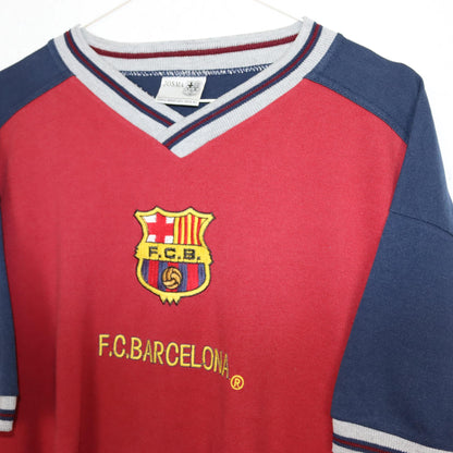 Vintage 80s 90s JOSMA FC Barcelona 2000 T-Shirt short sleeve V-neck dark red dark blue XL