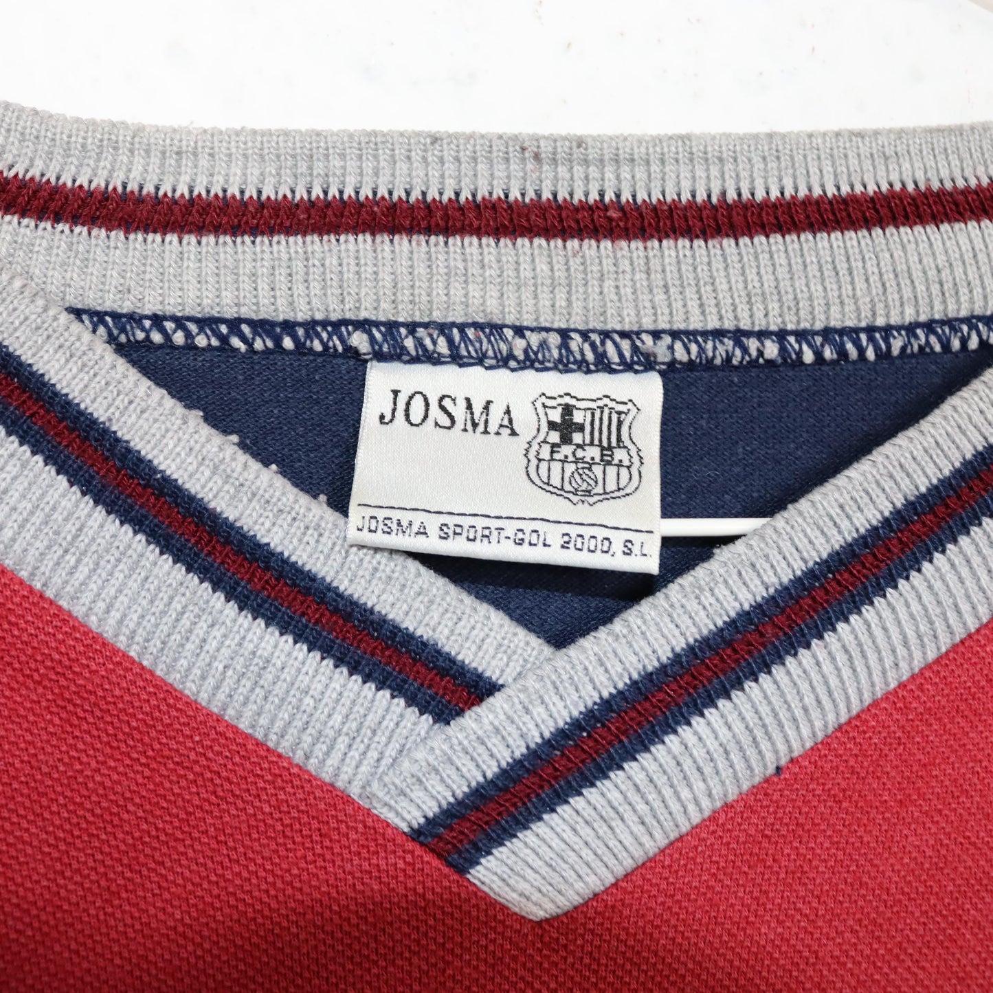 Vintage 80s 90s JOSMA FC Barcelona 2000 T-Shirt short sleeve V-neck dark red dark blue XL