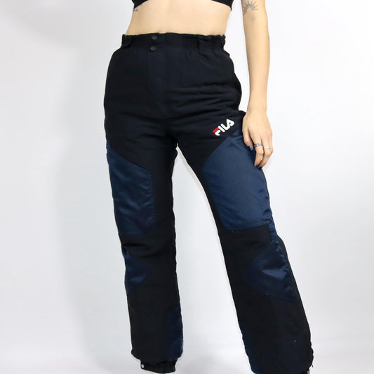 Vintage 80s 90s FILA ski pants snow pants lined blue black 48 M