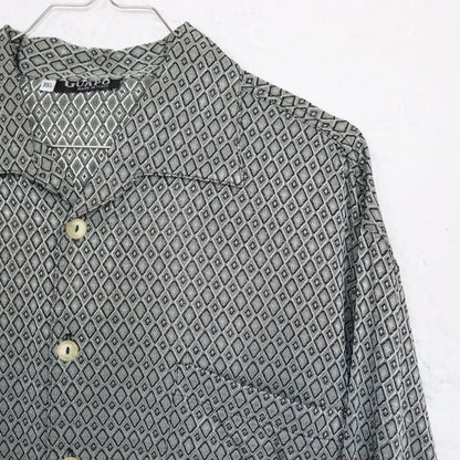 Vintage 80s 90s GUAPO shirt long sleeve silver patterned shiny XXL