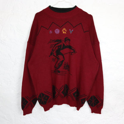 Vintage 80er 90er ROYAL MILITARY School Wollpullover Pullover ski  Stickerei XL