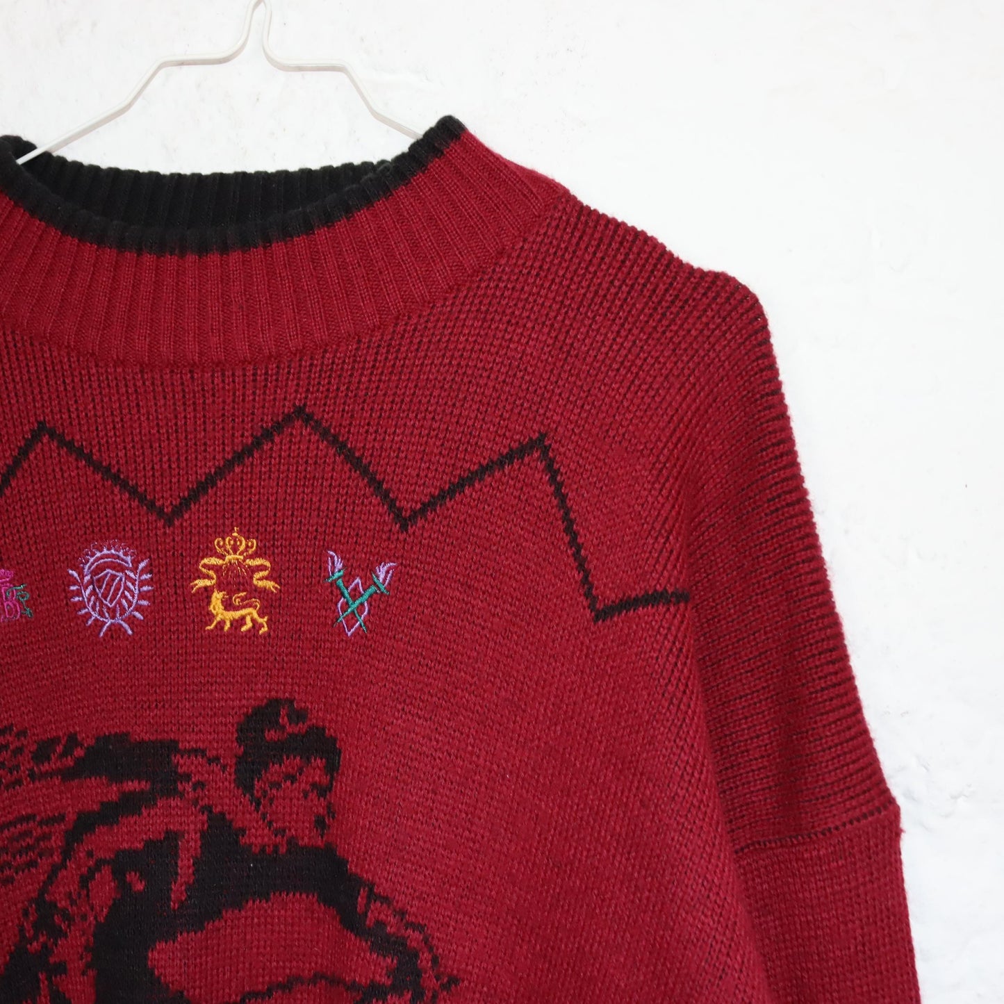 Vintage 80er 90er ROYAL MILITARY School Wollpullover Pullover ski  Stickerei XL