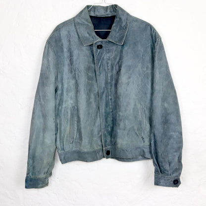 Vintage 80s 90s VERA PELLE leather jacket light blue used look M/L