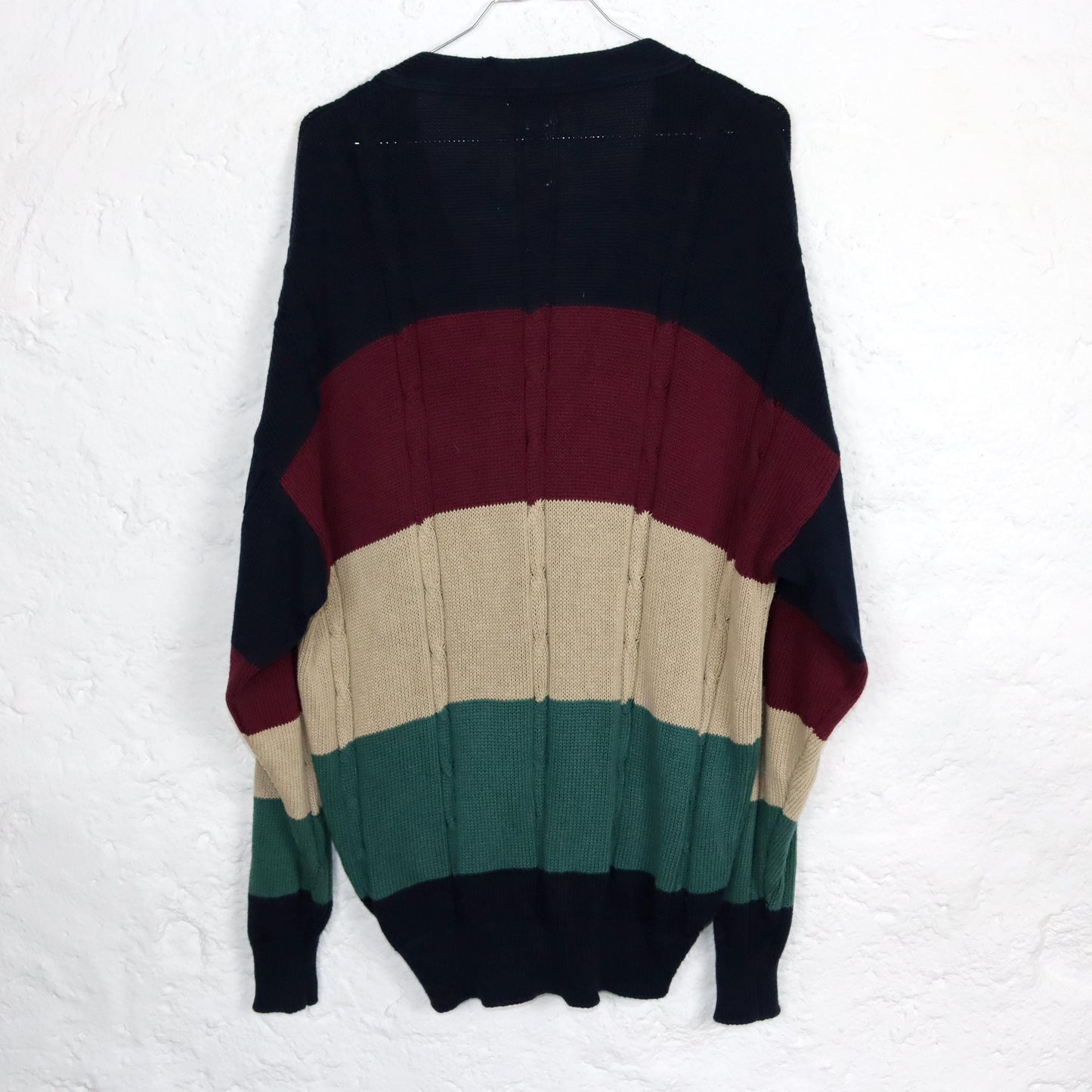 Vintage 80er 90er CONTE OF FLORENCE Strickjacke Cardigan gestreift Knopfleiste 52 L